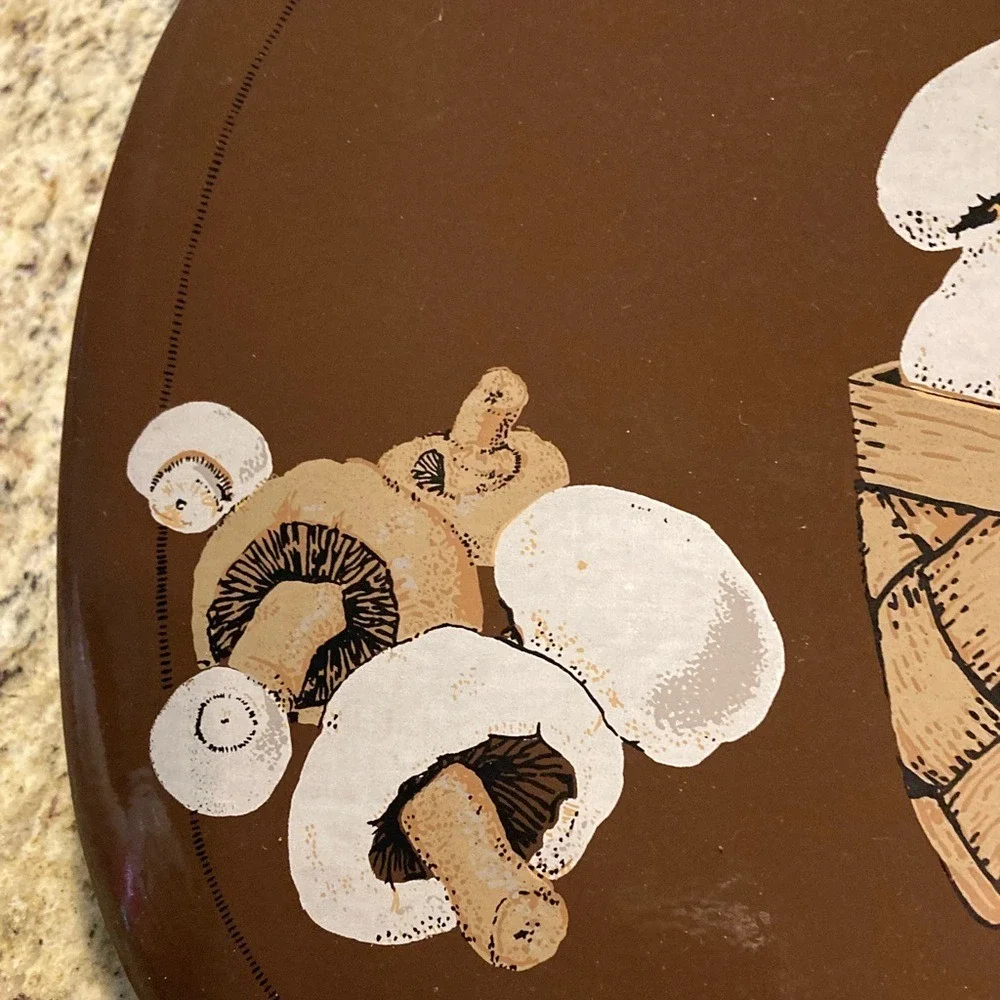 Vintage 1970s Brown Mushroom Basket Melamine‎ Vinyl Placemats Set of 6 Retro